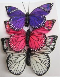 Schmetterling 3er Pack pink+lila+grau 10x8cm